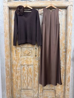 ДЖЕМПЕР двусторонний (V-образный и круглый вырез)  из хлопка, ШОКОЛАДНЫЙ - фото 38292