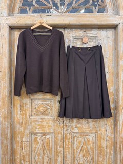 ДЖЕМПЕР двусторонний (V-образный и круглый вырез)  из хлопка, ШОКОЛАДНЫЙ - фото 38293