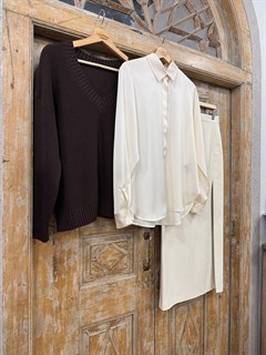 ДЖЕМПЕР двусторонний (V-образный и круглый вырез)  из хлопка, ШОКОЛАДНЫЙ - фото 38296