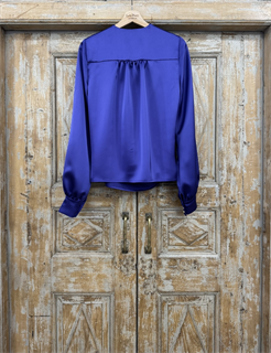 БЛУЗКА на запАхе с мягкой драпировкой, с манжетами (из атласа LUNA) - фото 38468