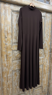 ПЛАТЬЕ длинное "Вторая кожа" с горлом, юбкой-колокол и длинными рукавами (из нежного вискозного джерси Mtt) - фото 38539