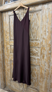 ПЛАТЬЕ КОМБИНАЦИЯ (МИДИ D-80, двустороннее, двойное, на широких бретелях, из атласа "Armani), ИНЖИР - фото 38567