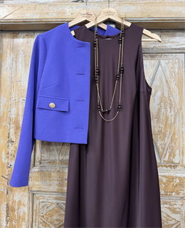 ПЛАТЬЕ-комбинация с американской проймой (из премиум атласа ARMANI, двойное), ИНЖИР - фото 38572