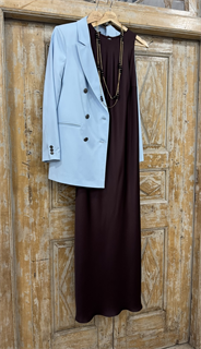 ПЛАТЬЕ-комбинация с американской проймой (из премиум атласа ARMANI, двойное), ИНЖИР - фото 38573