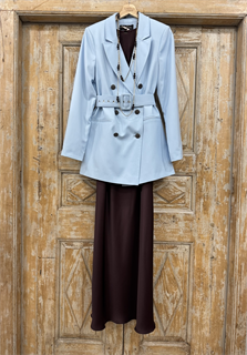 ПЛАТЬЕ-комбинация с американской проймой (из премиум атласа ARMANI, двойное), ИНЖИР - фото 38574