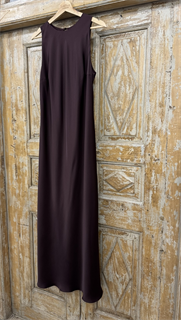 ПЛАТЬЕ-комбинация с американской проймой (из премиум атласа ARMANI, двойное), ИНЖИР - фото 38577