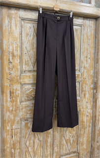 БРЮКИ New Палаццо с 2 защипами (из костюмной поливискозы, КОФЕЙНО-ШОКОЛАДНЫЙ) - фото 38652