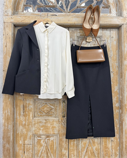 ЮБКА миди КАРАНДАШ-РЮМОЧКА с разрезом спереди (из плотной премиум шерсти в рубчик) - фото 38654