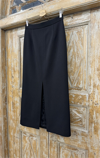 ЮБКА миди КАРАНДАШ-РЮМОЧКА с разрезом спереди (из плотной премиум шерсти в рубчик) - фото 38662