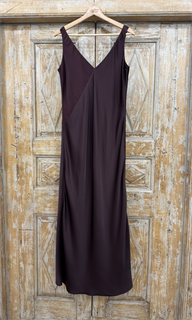 ПЛАТЬЕ КОМБИНАЦИЯ (МИДИ D-100, двустороннее, двойное, на широких бретелях, из атласа "Armani), ИНЖИР - фото 38676