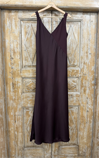 ПЛАТЬЕ КОМБИНАЦИЯ (МИДИ D-100, двустороннее, двойное, на широких бретелях, из атласа "Armani), ИНЖИР - фото 38679