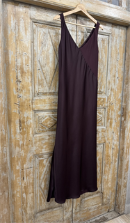 ПЛАТЬЕ КОМБИНАЦИЯ (МИДИ D-100, двустороннее, двойное, на широких бретелях, из атласа "Armani), ИНЖИР - фото 38681