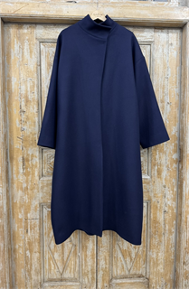 ПАЛЬТО с воротником стойкой, баллон, OneSize (из шерсти в рубчик) - фото 38807