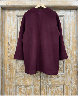 ПАЛЬТО в стиле oversize, с круглым вырезом, без воротника, на пуговицах (из шерсти с кашемиром, МАРСАЛА) - фото 38815