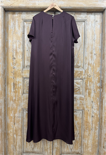 ПЛАТЬЕ МИНИМАЛИЗМ с короткими рукавами и круглым вырезом, двойное  (из атласа ARM, ИНЖИР) - фото 38828