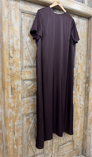 ПЛАТЬЕ МИНИМАЛИЗМ с короткими рукавами и круглым вырезом, двойное  (из атласа ARM, ИНЖИР) - фото 38830