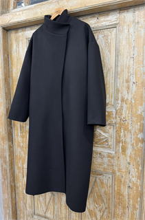 ПАЛЬТО с воротником стойкой, баллон, OneSize (из шерсти в рубчик) - фото 38882