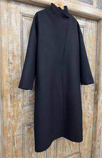 ПАЛЬТО с воротником стойкой, баллон, OneSize (из шерсти в рубчик) - фото 38883