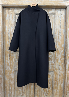 ПАЛЬТО с воротником стойкой, баллон, OneSize (из шерсти в рубчик) - фото 38884