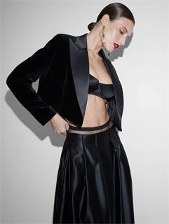 ЮБКА-трапеция МИДИ с защипами на талии (из плотного атласа, ЧЕРНАЯ) - фото 38891