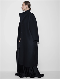 ПАЛЬТО с воротником стойкой, баллон, OneSize (из шерсти в рубчик) - фото 38903