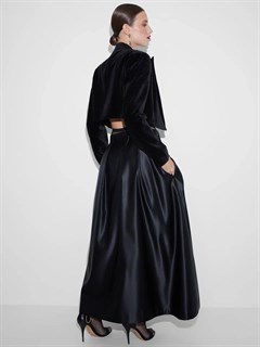 ЖАКЕТ короткий "БОЛЕРО" с острыми лацканами, двубортный, приталенный (из шелкового бархата с лацканами из атласа) - фото 39025