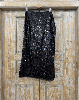 ЮБКА-карандаш на завязке, D-90, из пайеток "МОНЕТКИ" (ЧЕРНЫЕ) - фото 39059