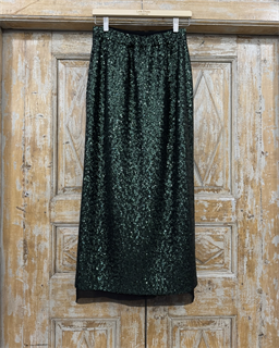 ЮБКА миди КАРАНДАШ-РЮМОЧКА с разрезом спереди (из изумрудных пайеток) - фото 39083