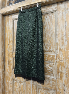 ЮБКА миди КАРАНДАШ-РЮМОЧКА с разрезом спереди (из изумрудных пайеток) - фото 39085