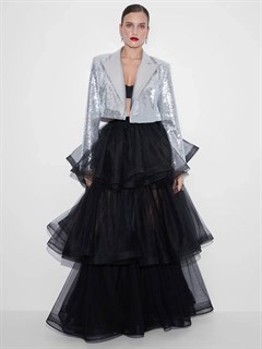 ЮБКА "ИДА", в пол, трехъярусная пышная, без подкладки (из черного фатина) - фото 39105