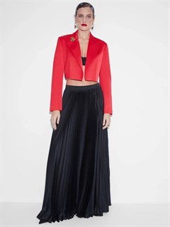 ЮБКА в пол "РАВЕЛЬ", солнце-гофре, из черного атласа - фото 39114