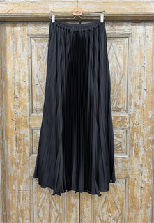 ЮБКА в пол "РАВЕЛЬ", солнце-гофре, из черного атласа - фото 39127