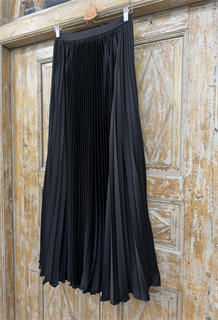 ЮБКА в пол "РАВЕЛЬ", солнце-гофре, из черного атласа - фото 39128