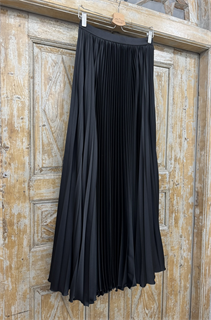 ЮБКА в пол "РАВЕЛЬ", солнце-гофре, из черного атласа - фото 39129