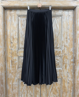 ЮБКА в пол "РАВЕЛЬ", солнце-гофре, из черного атласа - фото 39130