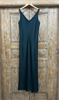 ПЛАТЬЕ КОМБИНАЦИЯ приталенное (D-105, двустороннее, двойное, на широких бретелях, из мягкого атласа), ИЗУМРУД - фото 39152