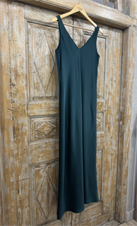 ПЛАТЬЕ КОМБИНАЦИЯ приталенное (D-105, двустороннее, двойное, на широких бретелях, из мягкого атласа), ИЗУМРУД - фото 39154