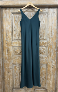 ПЛАТЬЕ КОМБИНАЦИЯ приталенное (D-105, двустороннее, двойное, на широких бретелях, из мягкого атласа), ИЗУМРУД - фото 39156