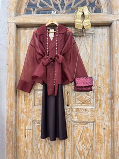 КЛАТЧ-конверт из БОРДО пайеток на цепочке - фото 39245