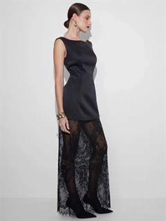 БЛУЗКА "МАЙЯ" силуэтная удлиненная, без рукавов, приталенная, с вырезом "Лодочка" (из дабл-дюшеса, ЧЕРНАЯ) - фото 39263