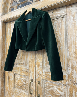 ЖАКЕТ "БОЛЕРО" с острыми лацканами, двубортный, приталенный (из изумрудного бархата ) - фото 39319