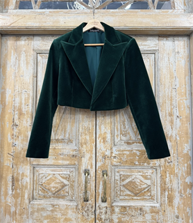 ЖАКЕТ "БОЛЕРО" с острыми лацканами, двубортный, приталенный (из изумрудного бархата ) - фото 39320