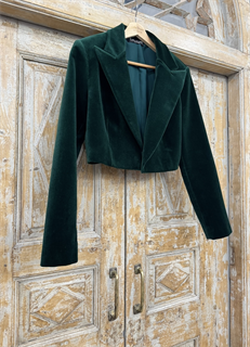 ЖАКЕТ "БОЛЕРО" с острыми лацканами, двубортный, приталенный (из изумрудного бархата ) - фото 39321
