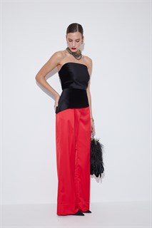 БРЮКИ New Палаццо с 2 защипами (из атласа) - фото 39366