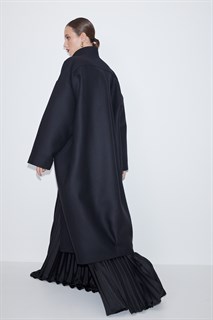 ПАЛЬТО с воротником стойкой, баллон, OneSize (из шерсти в рубчик) - фото 39383