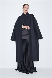 ПАЛЬТО с воротником стойкой, баллон, OneSize (из шерсти в рубчик) - фото 39387