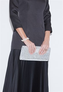 КЛАТЧ-конверт из серебристых Пайеток - фото 39388