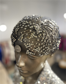 ТЮРБАН из вуали со странами SWAROVSKI By BERETKAH (треугольники) - фото 39475