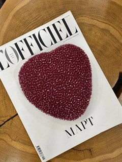 ШЛЯПКА-таблетка "СЕРДЦЕ" из бархата с бисером by Beretkah - фото 39556