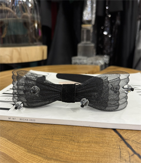 Ободок из с бантом из сетки с прозрачными бусинами by Beretkah - фото 39584